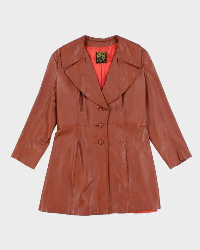 Vintage Women's 70's Gas Town Ltd Double Breasted Leather Trench Coat - M sold by Rokit