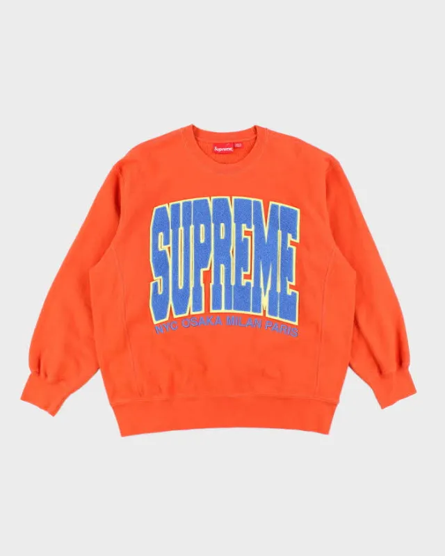 Vintage Supreme New York Heavyweight Textured Logo Sweatshirt - L sold by Rokit