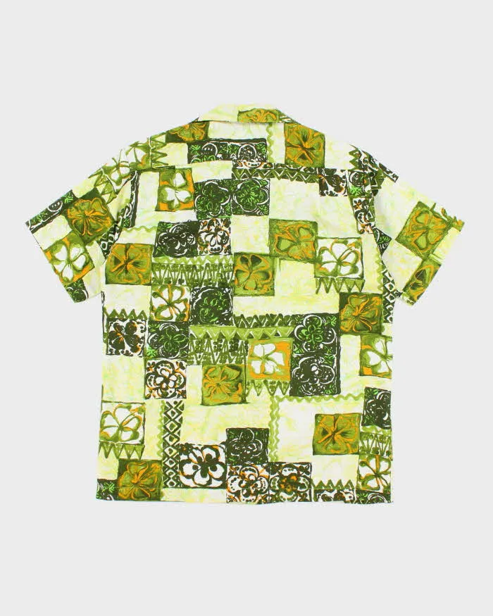 Vintage 70s Barkcloth Green Hawaiian Shirt - L sold by Rokit product image thumbnail 2