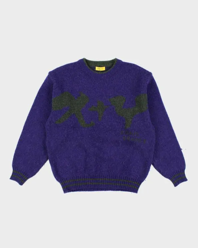 Vintage Y2K X+Y Graphic Printed Chunky Wool Blend Knit Jumper - L sold by Rokit