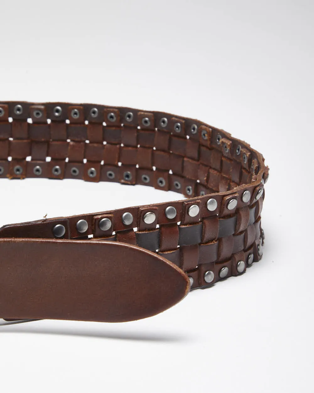 Vintage Y2K Danier Woven Brown Leather Chunky Belt - W39 - W43 sold by Rokit product image thumbnail 4