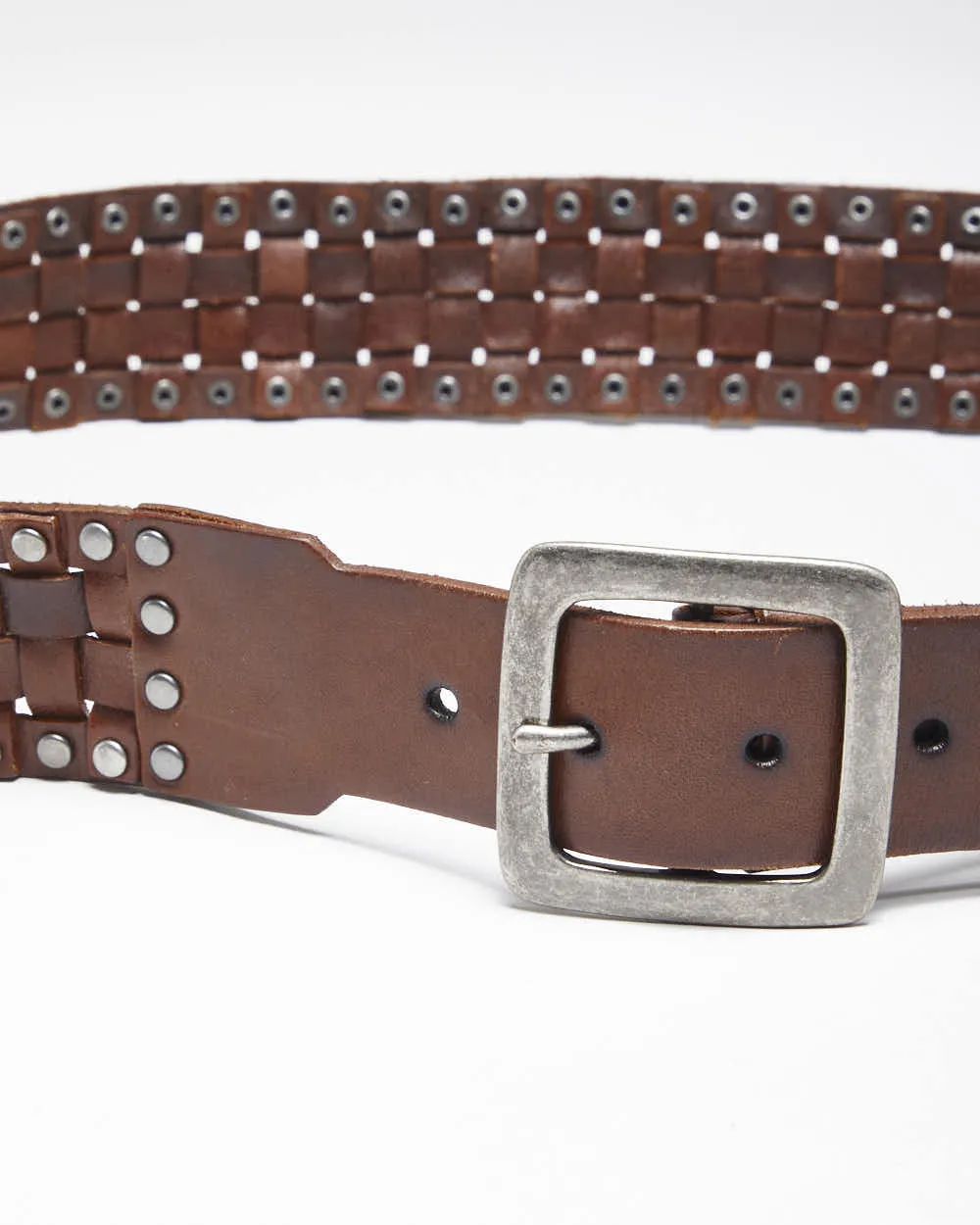 Vintage Y2K Danier Woven Brown Leather Chunky Belt - W39 - W43 sold by Rokit product image thumbnail 3