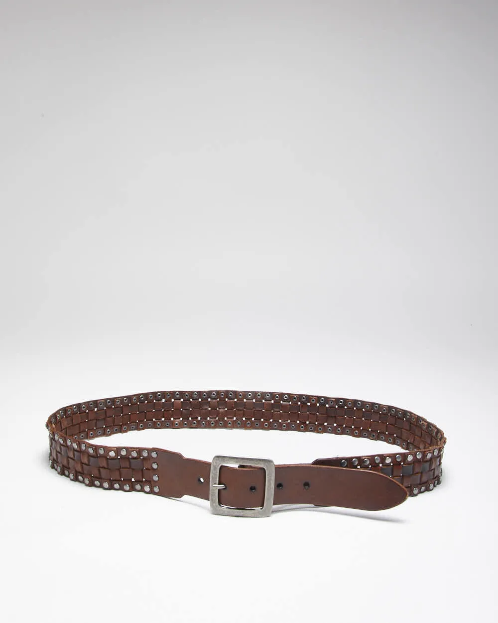 Vintage Y2K Danier Woven Brown Leather Chunky Belt - W39 - W43 sold by Rokit product image thumbnail 2