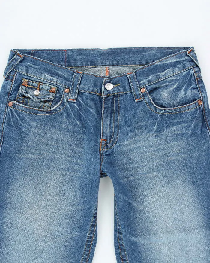 Vintage Y2K True Religion Embroidered Medium Wash Wide Leg Jeans - W35 L32 sold by Rokit product image thumbnail 3