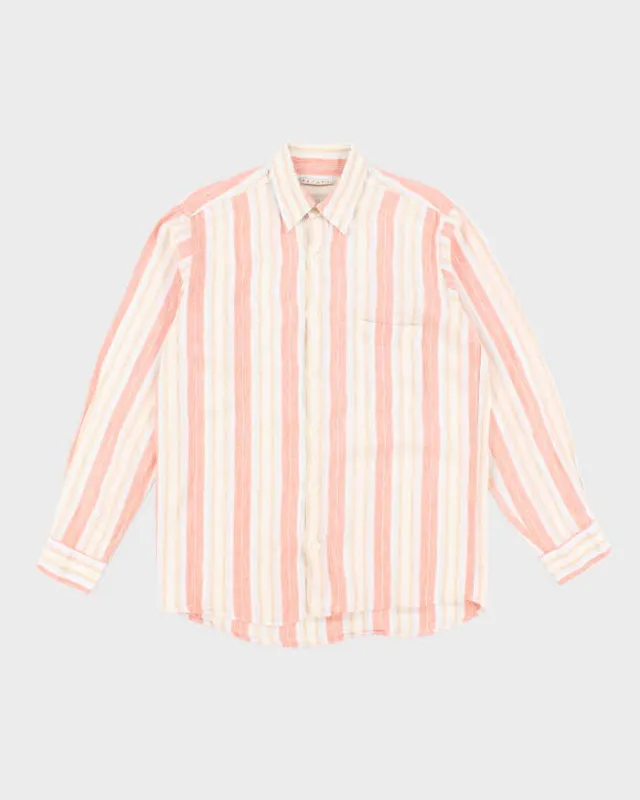 Vintage Peter's Linen Striped Long Sleeve Shirt - L sold by Rokit