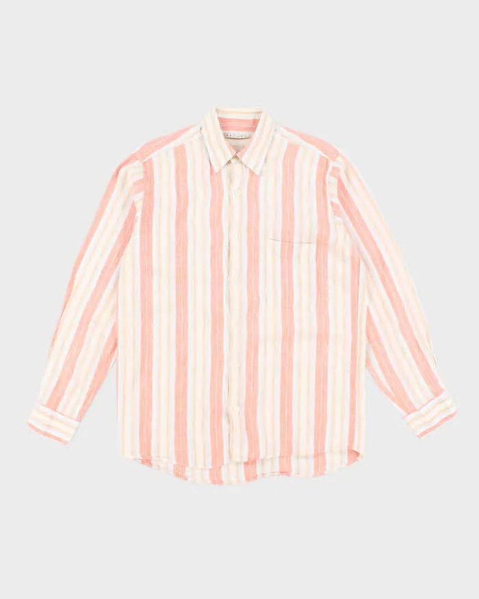 Vintage Peter's Linen Striped Long Sleeve Shirt - L sold by Rokit