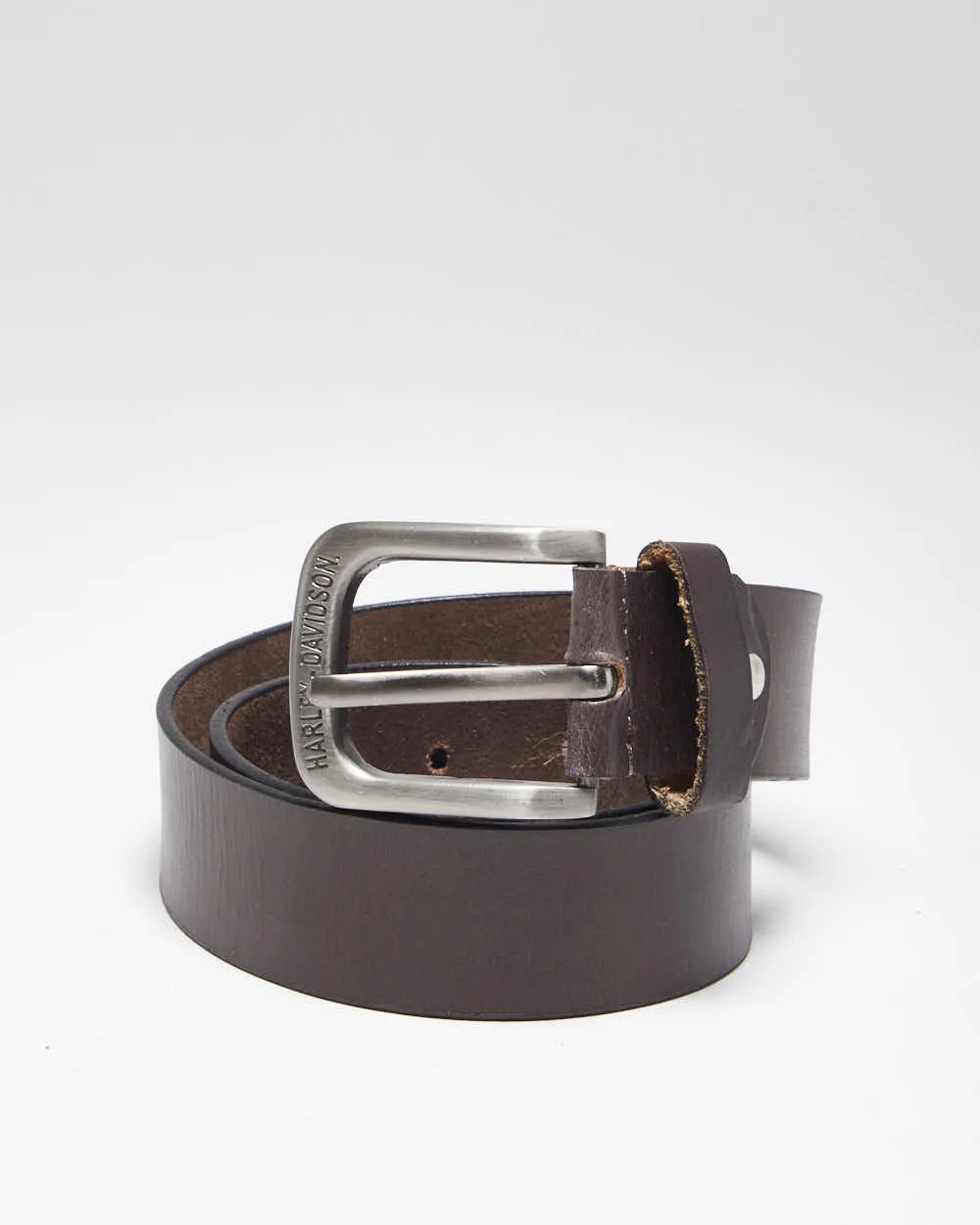 Vintage Y2K Harley Davidson Embossed Brown Leather Belt - W31 - W35 sold by Rokit