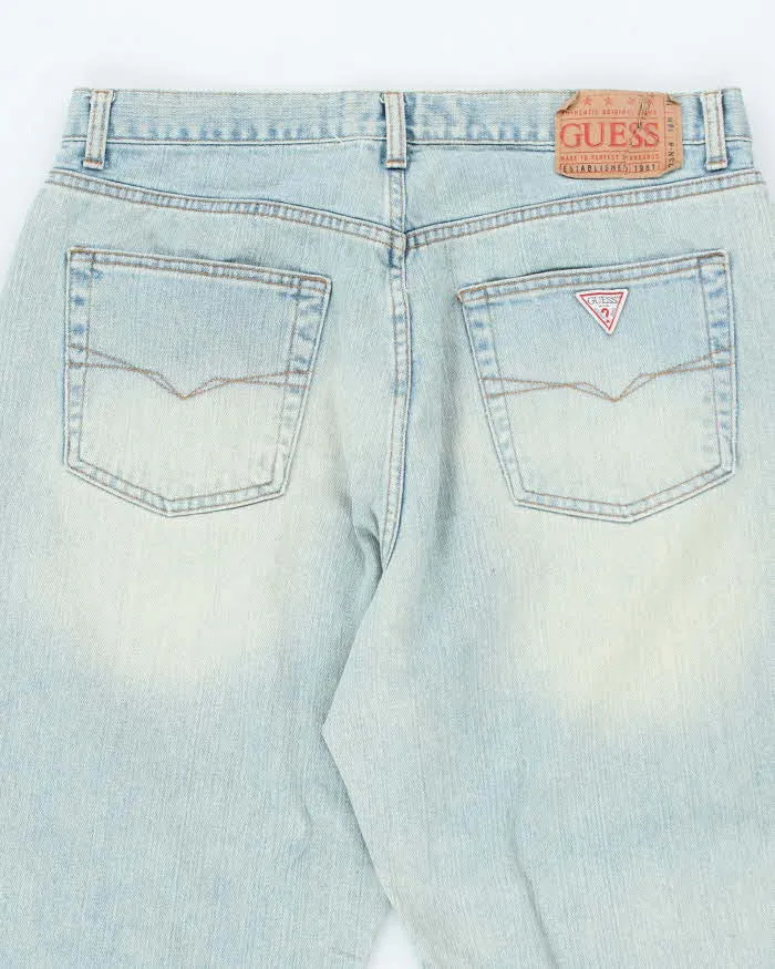 Vintage Y2K Guess Wide Leg Light Wash Jeans - W32 L29 sold by Rokit product image thumbnail 4