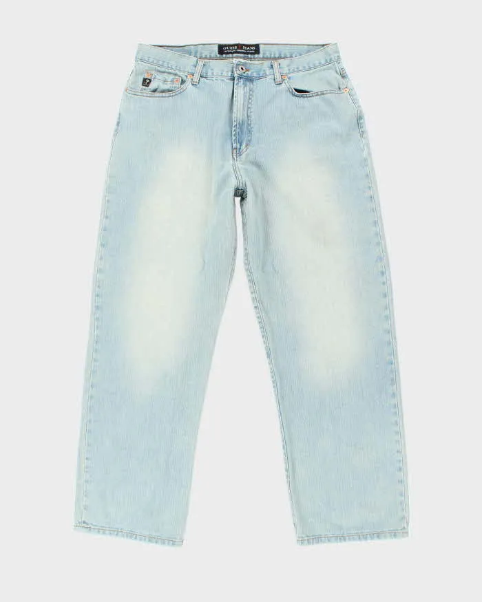 Vintage Y2K Guess Wide Leg Light Wash Jeans - W32 L29 sold by Rokit