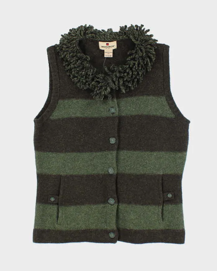 Vintage Woolrich Striped Wool Button-Up Tank Knit - S sold by Rokit