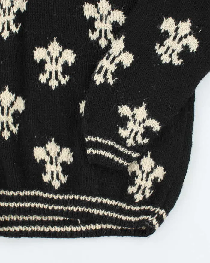 Vintage 80's Fleur De Lis Patterned Wool Chunky Knit Jumper - XL sold by Rokit product image thumbnail 4