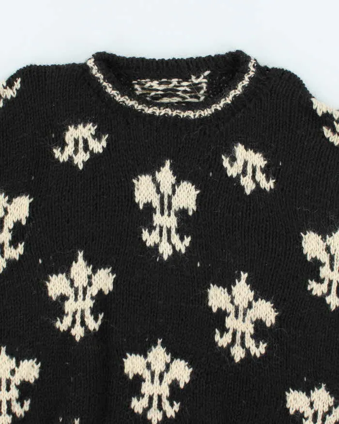 Vintage 80's Fleur De Lis Patterned Wool Chunky Knit Jumper - XL sold by Rokit product image thumbnail 3