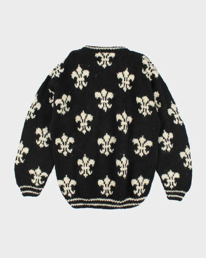 Vintage 80's Fleur De Lis Patterned Wool Chunky Knit Jumper - XL sold by Rokit product image thumbnail 2