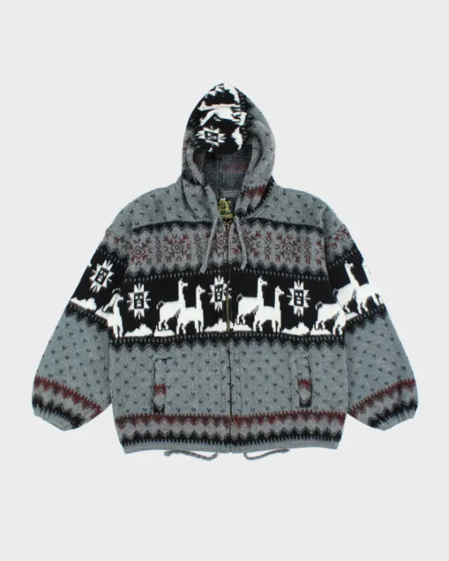 Vintage Ruminahui Wool Alpaca Zip-Up Knit Jumper - S sold by Rokit