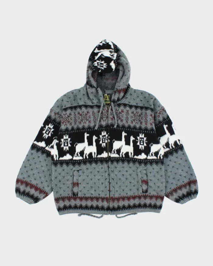 Vintage Ruminahui Wool Alpaca Zip-Up Knit Jumper - S sold by Rokit