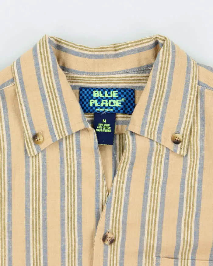 Vintage Blue Place Linen Striped Long Sleeve Shirt - L sold by Rokit product image thumbnail 5