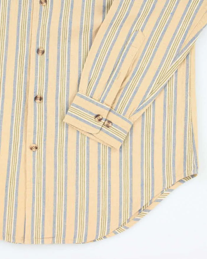 Vintage Blue Place Linen Striped Long Sleeve Shirt - L sold by Rokit product image thumbnail 4