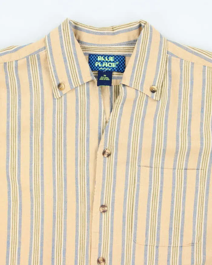 Vintage Blue Place Linen Striped Long Sleeve Shirt - L sold by Rokit product image thumbnail 3