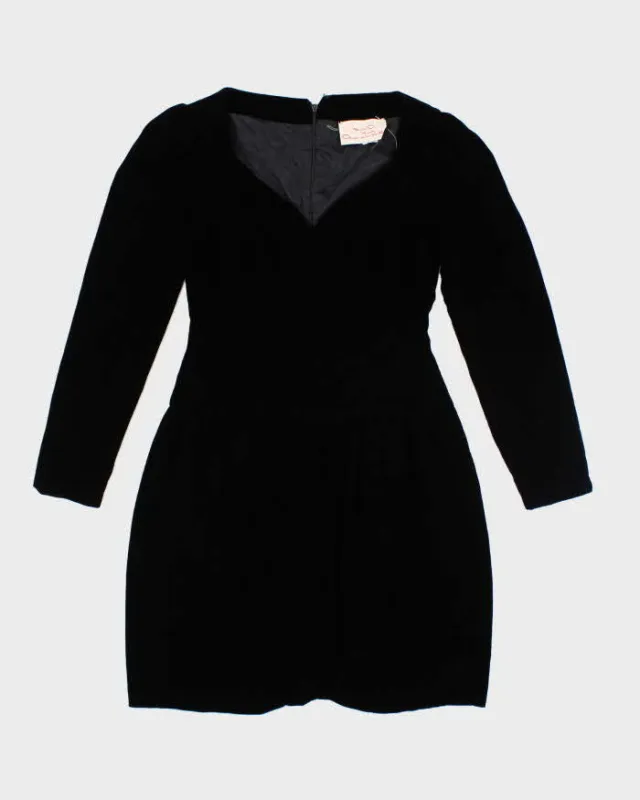 Vintage 80s Oscar De La Renta Black Velvet Long Sleeve Dress - S sold by Rokit