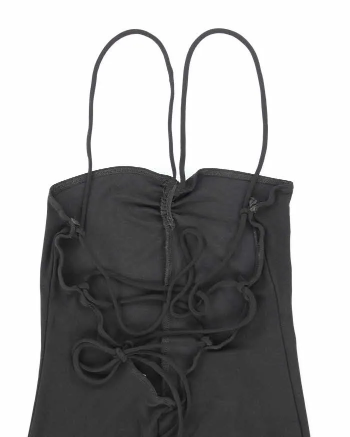 Vintage 90s Lakubo Lace-up Backless Ruffle Dress - XS sold by Rokit product image thumbnail 3