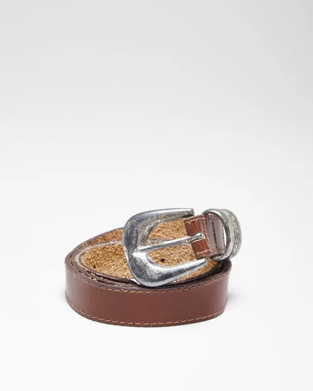Vintage Y2K Western Style Brown Leather Belt - W27 - W31 sold by Rokit