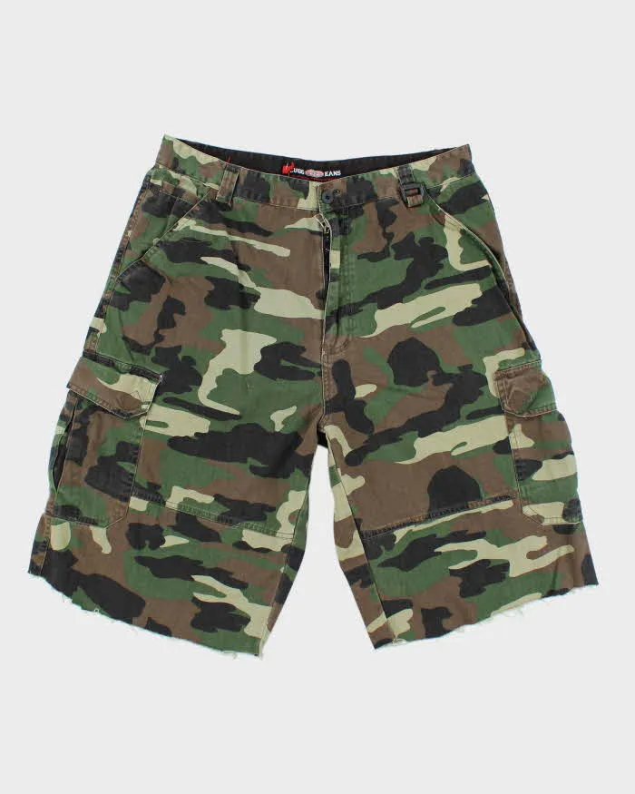 Vintage Y2K Plugg Baggy Camouflage Cut Off Cargo Shorts - W32 L12 sold by Rokit