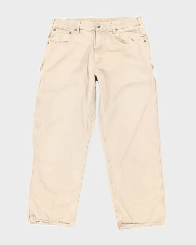 Vintage Carhartt Beige Single Knee Carpenter Trousers - W32 L28 sold by Rokit