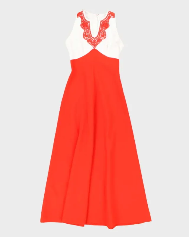 Vintage 70s White & Red Maxi  - S sold by Rokit