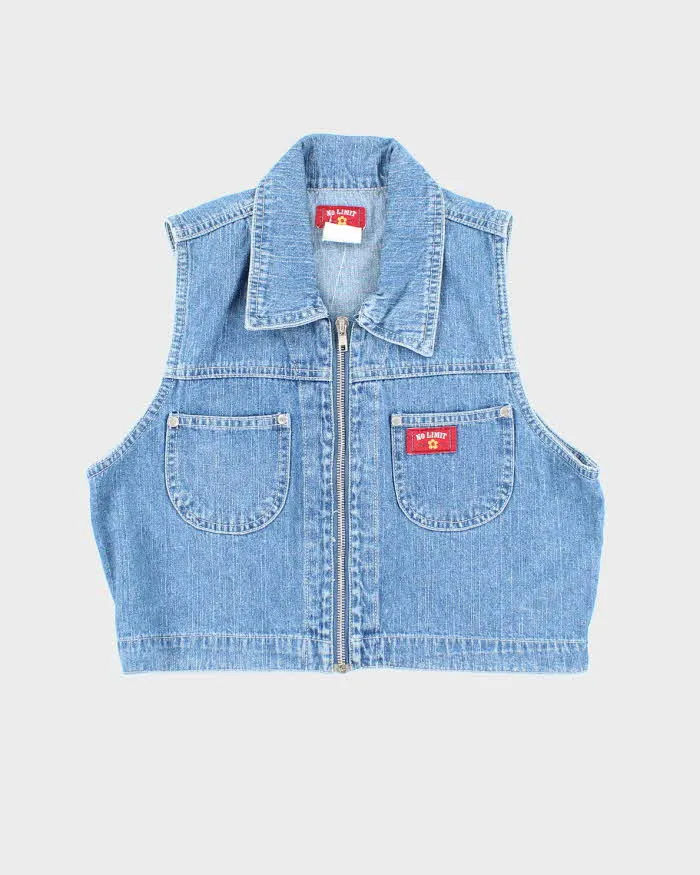Vintage 90s No Limit Denim Zip-Up Top - M sold by Rokit