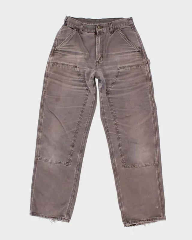 Vintage Carhartt Brown Faded Double Knee Carpenter Trousers - W28 L30 sold by Rokit