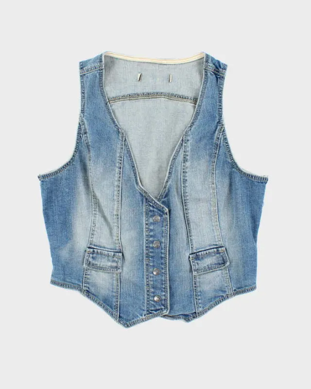 Vintage Y2k 00s Denim Waistcoat Top - M sold by Rokit