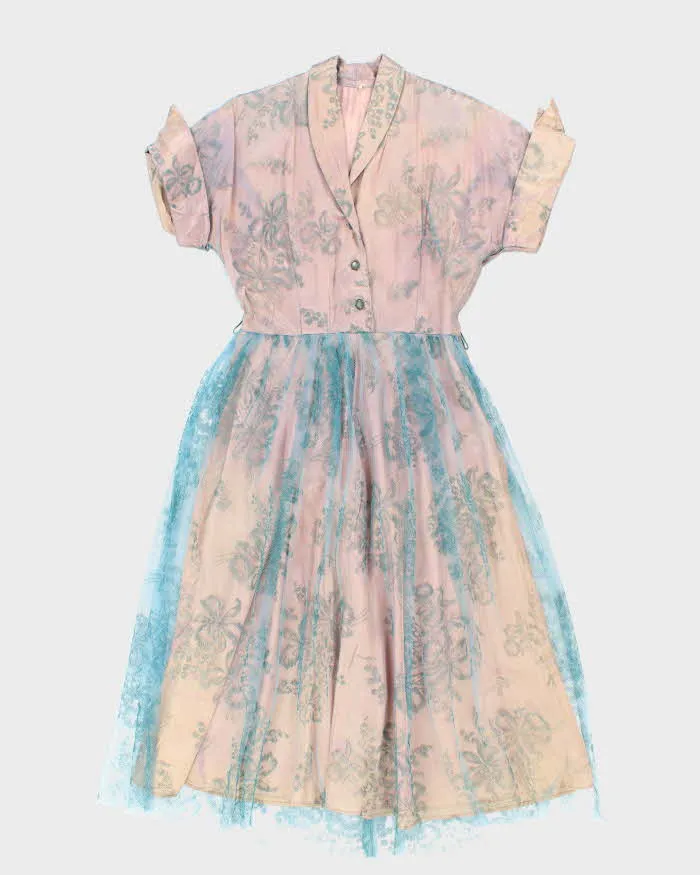 Vintage 50s Lace Shoulder Pad Maxi Dress - L sold by Rokit