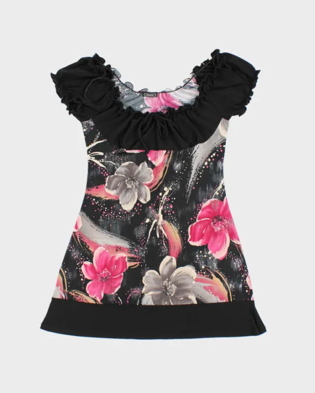 Vintage Y2k 00s Clientele Floral Off The Shoulder Mini Dress - S sold by Rokit