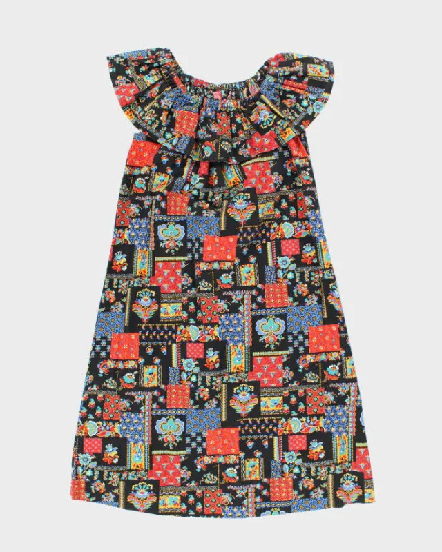 Vintage 70s Off The Shoulder Pattern Dress - XS sold by Rokit