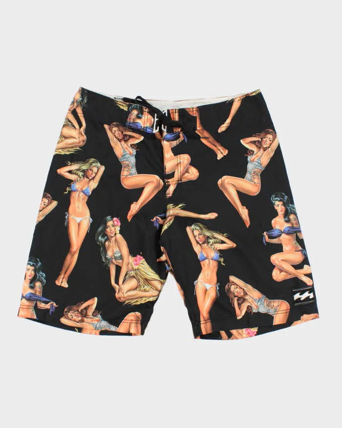 Vintage 2000's Bilabong Pin Up Girl Print Board Shorts - W34 L10 sold by Rokit