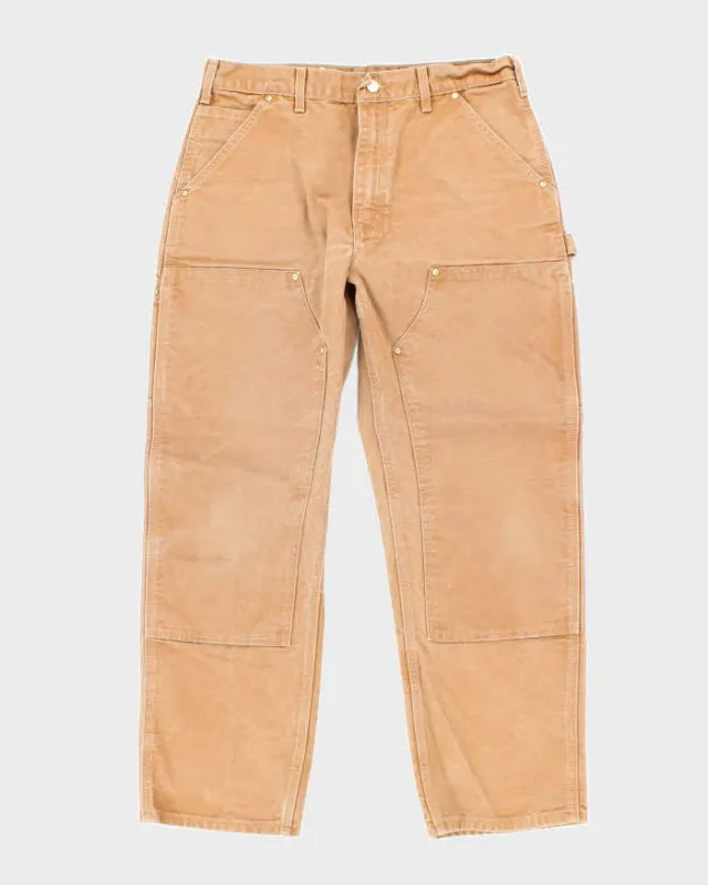Vintage Carhartt Brown Heavyweight Double Knee Carpenter Trousers - W32 L28 sold by Rokit