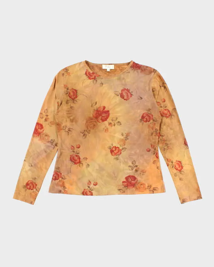 Vintage 90s Puli Long Sleeve Slinky Floral Top - M sold by Rokit