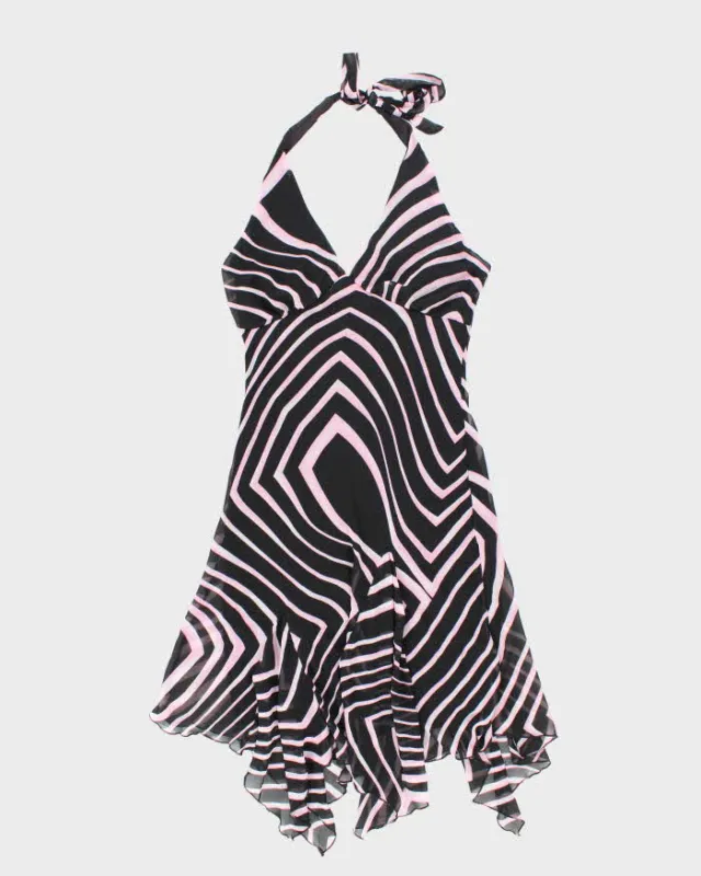 Vintage 90s Ellen & Eric Stripe Halter Neck Dress - M sold by Rokit