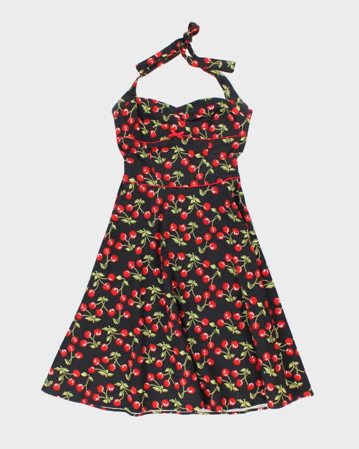 Vintage Ruby Rox Cherry Print Halter Neck Dress - S sold by Rokit