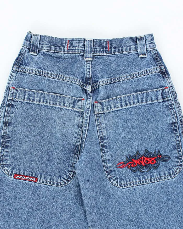 Vintage Women's Y2K JNCO Wide Leg Dark Wash Jeans - W25 L25 sold by Rokit product image thumbnail 4