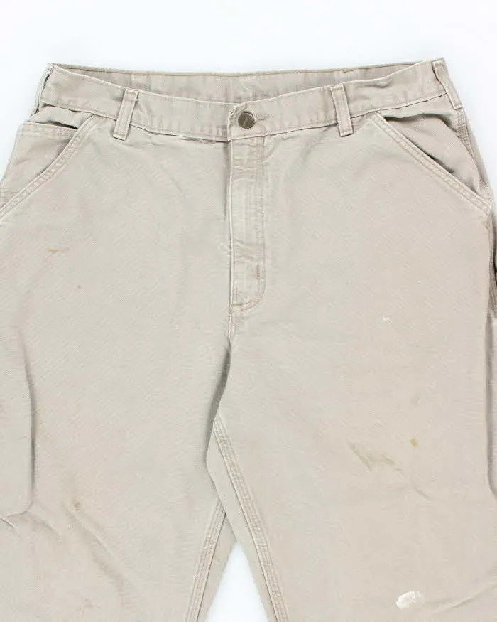 Vintage Carhartt Green Faded Single Knee Carpenter Trousers - W34 L31 sold by Rokit product image thumbnail 3