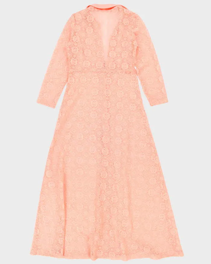 Vintage 70s Pink Lace Over Dress Coverup - M sold by Rokit product image thumbnail 2