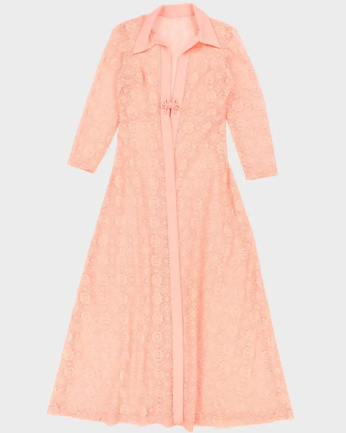 Vintage 70s Pink Lace Over Dress Coverup - M sold by Rokit