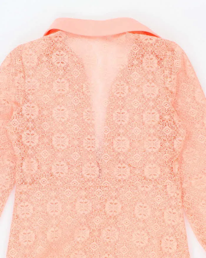 Vintage 70s Pink Lace Over Dress Coverup - M sold by Rokit product image thumbnail 4
