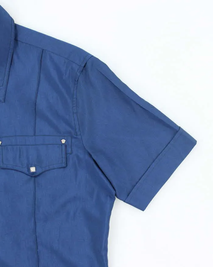 Vintage Versace Blue Short Sleeve Shirt - L sold by Rokit product image thumbnail 4