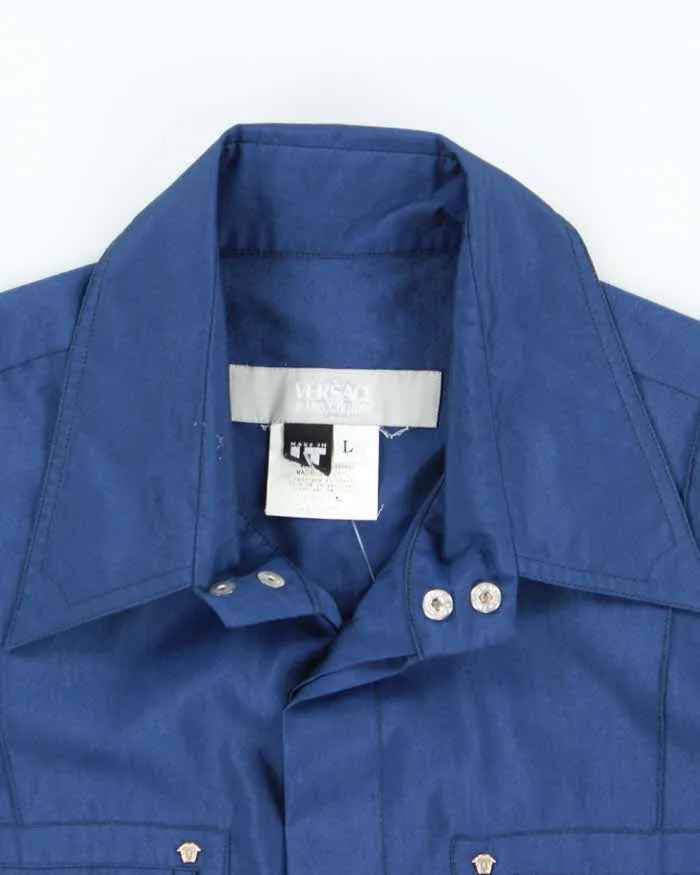 Vintage Versace Blue Short Sleeve Shirt - L sold by Rokit product image thumbnail 5