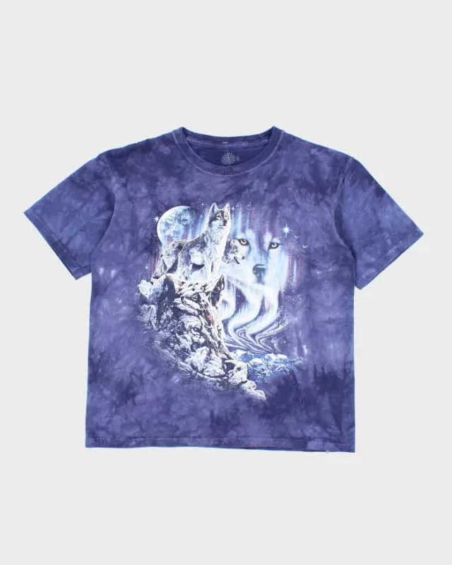 Vintage The Mountain Northern Lights Wolf Graphic T-Shirt - XL sold by Rokit