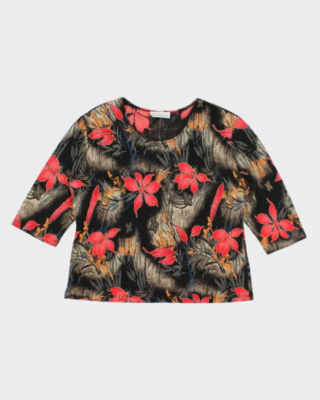 Vintage 90s Brochure Floral Sparkly Top - XL sold by Rokit