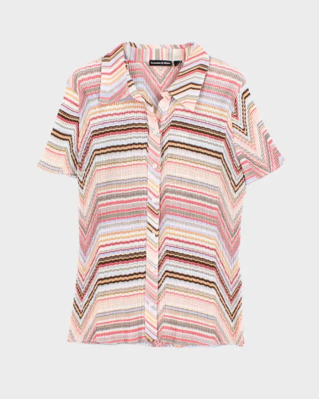 Vintage Y2k 00s Essentials By Milano Pleated Stripe Blouse - XL made by Rokit