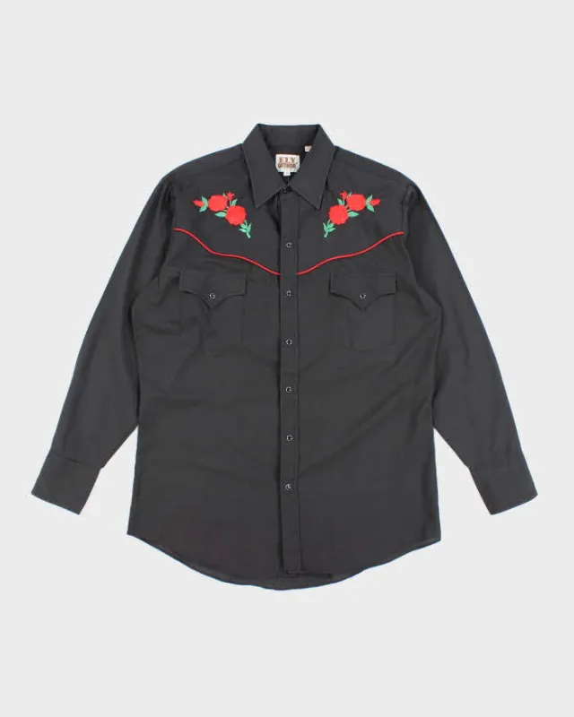 Vintage 80's Rose Embroidered Western Style Shirt - M sold by Rokit